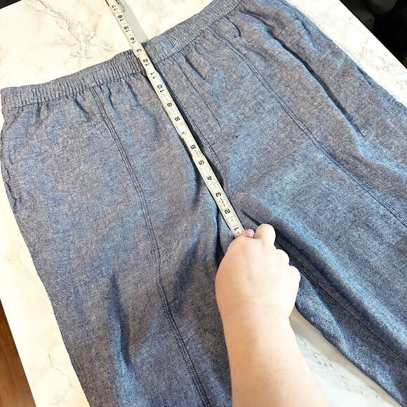 Old Navy Women's Blue Linen Blend Pull on Tapered Pants Pockets Size Large TALL - Picture 11 of 12